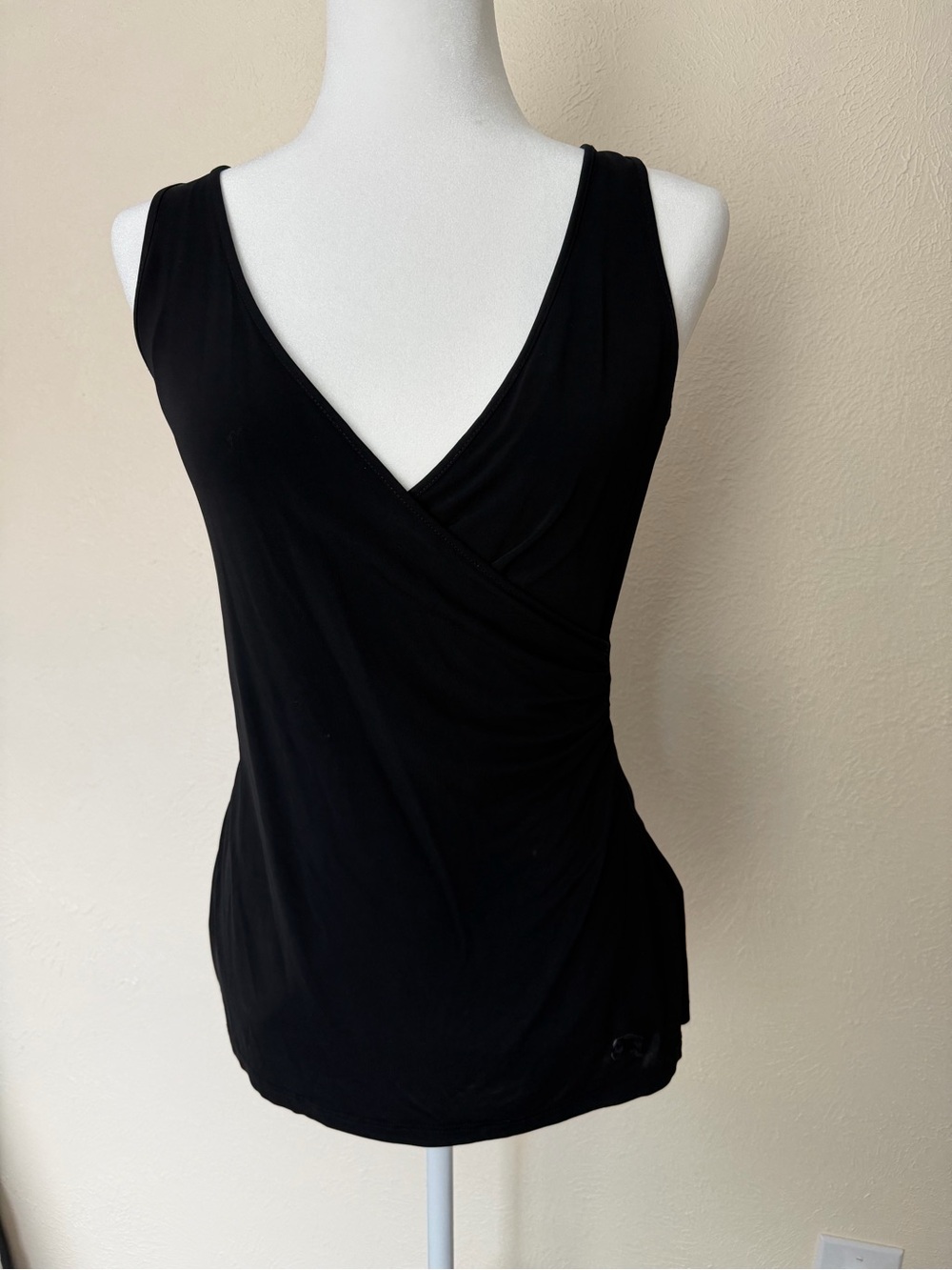 Burberry London Black Wrap-Front Sleeveless Tank Top